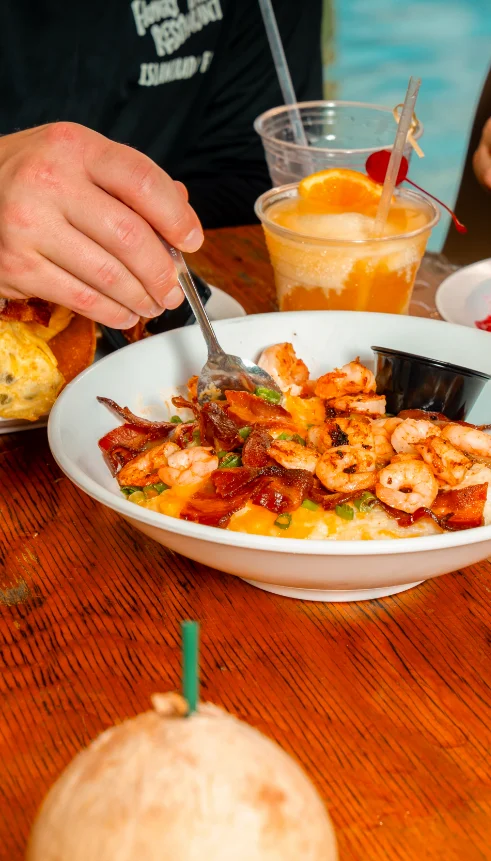 Shrimp & Cheddar Bacon Scallion Grits